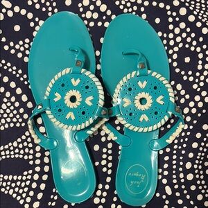 Jack Rogers Blue Sandals with Decorative Medallions